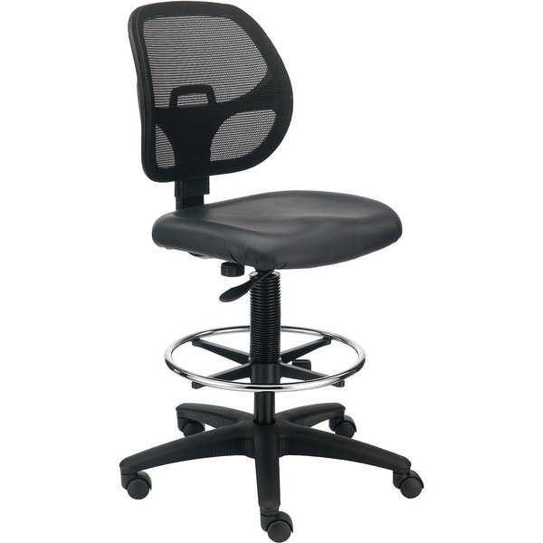 Global Industrial Armless Mesh Drafting Stool, Vinyl, Black, Mid Back 695645V